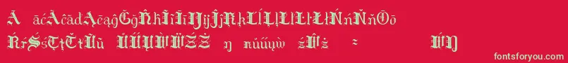 フォントHildaSonnenscheinExtraCharacters – 赤い背景に緑の文字