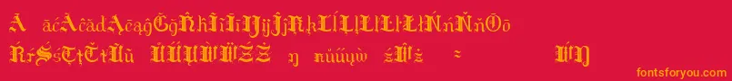 HildaSonnenscheinExtraCharacters Font – Orange Fonts on Red Background
