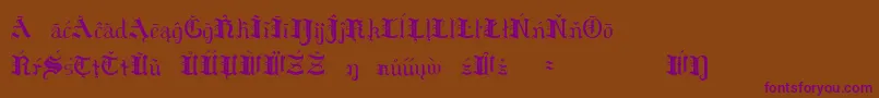 HildaSonnenscheinExtraCharacters Font – Purple Fonts on Brown Background