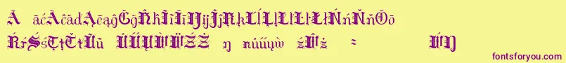 Czcionka HildaSonnenscheinExtraCharacters – fioletowe czcionki na żółtym tle