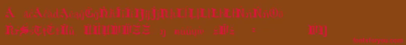 HildaSonnenscheinExtraCharacters-Schriftart – Rote Schriften auf braunem Hintergrund