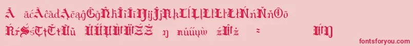 Fonte HildaSonnenscheinExtraCharacters – fontes vermelhas em um fundo rosa