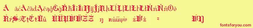HildaSonnenscheinExtraCharacters Font – Red Fonts on Yellow Background