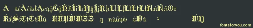 フォントHildaSonnenscheinExtraCharacters – 黒い背景に黄色の文字