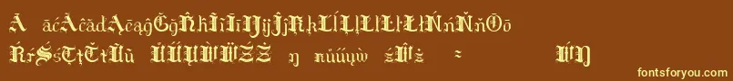 HildaSonnenscheinExtraCharacters Font – Yellow Fonts on Brown Background