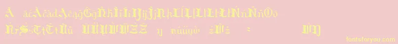 Fonte HildaSonnenscheinExtraCharacters – fontes amarelas em um fundo rosa