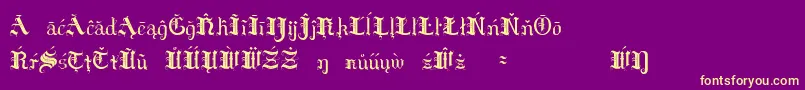 fuente HildaSonnenscheinExtraCharacters – Fuentes Amarillas Sobre Fondo Morado