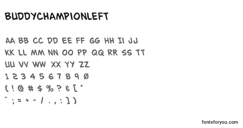 Buddychampionleft-fontti – aakkoset, numerot, erikoismerkit