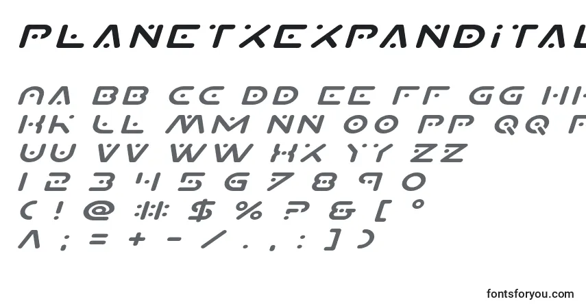 Fuente Planetxexpandital - alfabeto, números, caracteres especiales