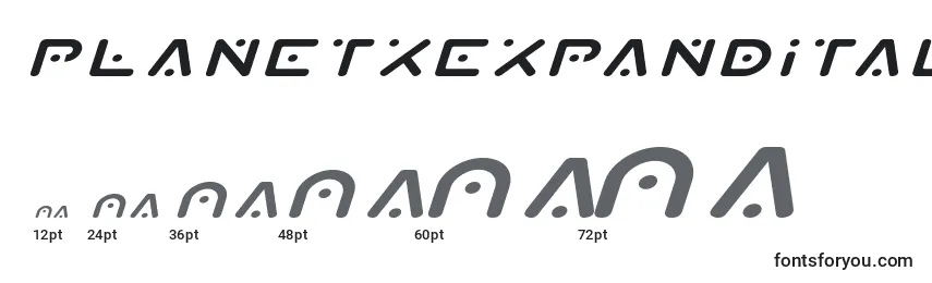 Размеры шрифта Planetxexpandital