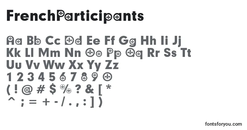 Czcionka FrenchParticipants – alfabet, cyfry, specjalne znaki