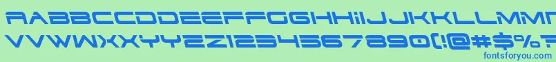Dodger3left-Schriftart – Blaue Schriften auf grünem Hintergrund