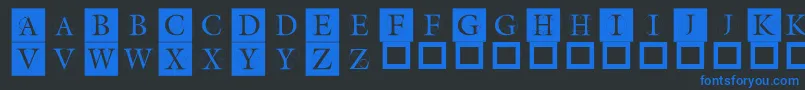 Theroots-Schriftart – Blaue Schriften auf schwarzem Hintergrund