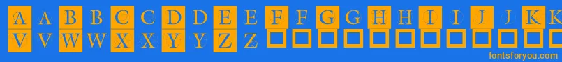 Theroots-Schriftart – Orangefarbene Schriften auf blauem Hintergrund
