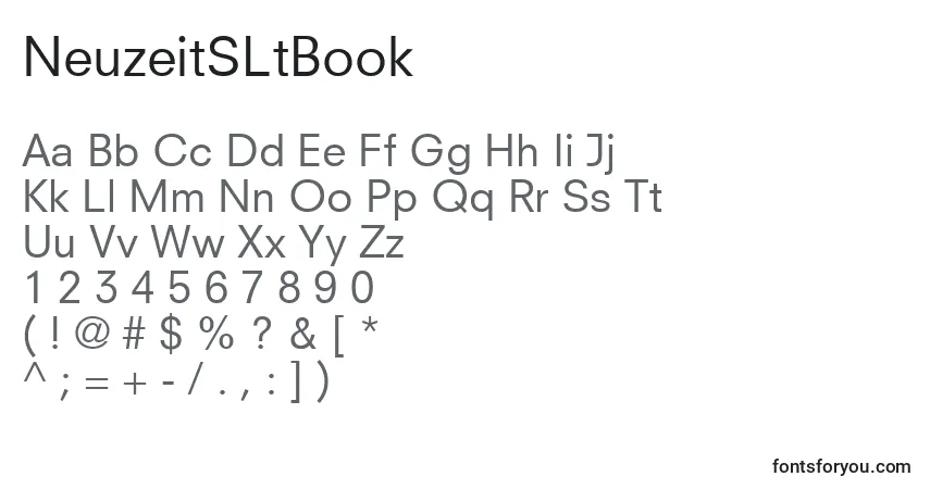 A fonte NeuzeitSLtBook – alfabeto, números, caracteres especiais