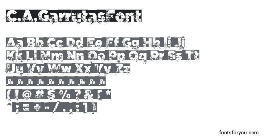 Czcionka C.A.GarrutasFont – alfabet, cyfry, specjalne znaki