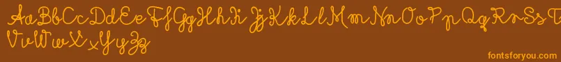 Rubicandemo-Schriftart – Orangefarbene Schriften auf braunem Hintergrund