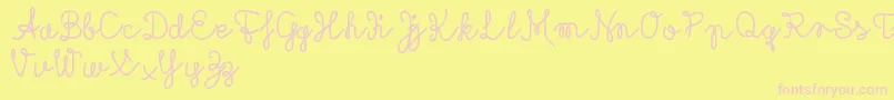 Rubicandemo-Schriftart – Rosa Schriften auf gelbem Hintergrund