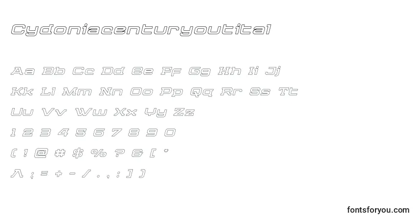 Schriftart Cydoniacenturyoutital – Alphabet, Zahlen, spezielle Symbole