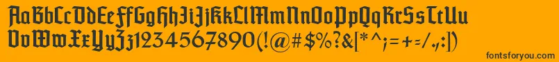 Typographertexturunz1-Schriftart – Schwarze Schriften auf orangefarbenem Hintergrund