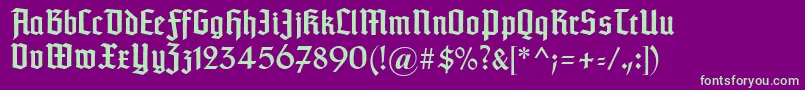 Czcionka Typographertexturunz1 – zielone czcionki na fioletowym tle