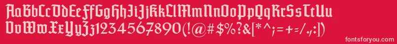 Typographertexturunz1-fontti – vaaleanpunaiset fontit punaisella taustalla