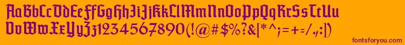 Typographertexturunz1-fontti – violetit fontit oranssilla taustalla