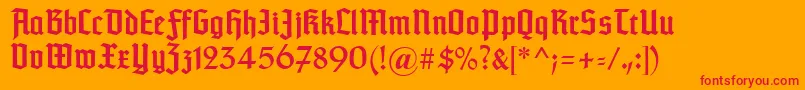 Typographertexturunz1-Schriftart – Rote Schriften auf orangefarbenem Hintergrund