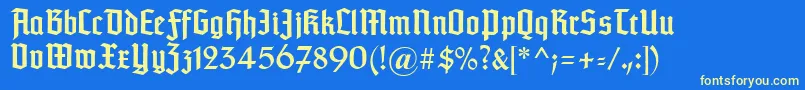 フォントTypographertexturunz1 – 黄色の文字、青い背景