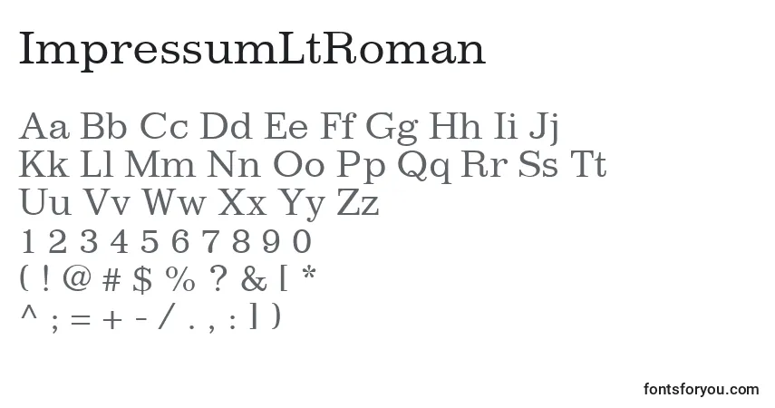 ImpressumLtRoman-fontti – aakkoset, numerot, erikoismerkit
