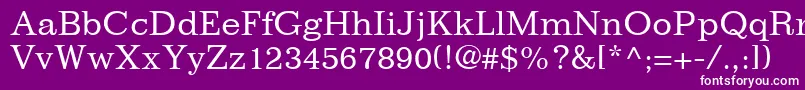 フォントImpressumLtRoman – 紫の背景に白い文字