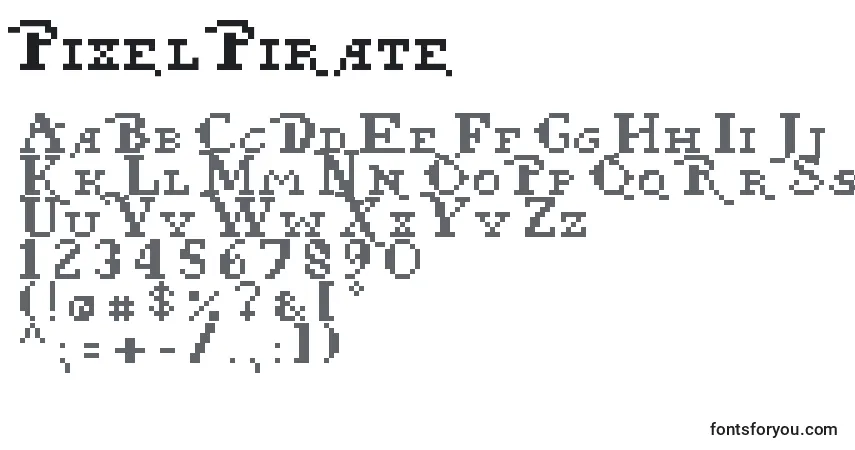 Schriftart Pixel Pirate – Alphabet, Zahlen, spezielle Symbole