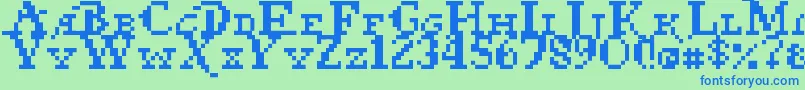 Pixel Pirate-fontti – siniset fontit vihreällä taustalla