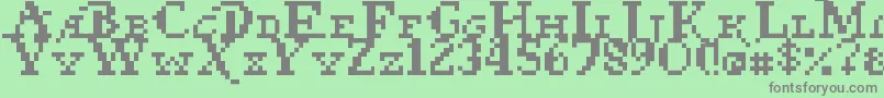 Pixel Pirate-Schriftart – Graue Schriften auf grünem Hintergrund