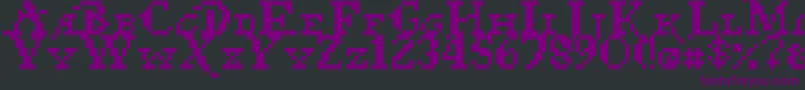 Pixel Pirate-Schriftart – Violette Schriften auf schwarzem Hintergrund