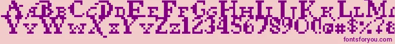 Pixel Pirate-fontti – violetit fontit vaaleanpunaisella taustalla