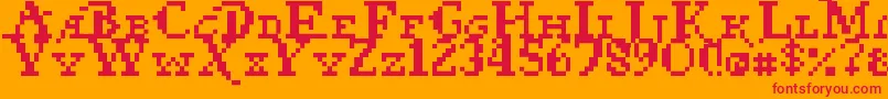 Czcionka Pixel Pirate – czerwone czcionki na pomarańczowym tle