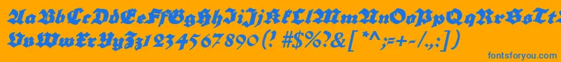 Grobeplakatfraktur Font – Blue Fonts on Orange Background