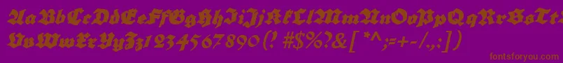 Grobeplakatfraktur-Schriftart – Braune Schriften auf violettem Hintergrund