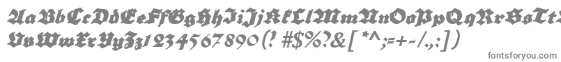 Grobeplakatfraktur-fontti – harmaat kirjasimet valkoisella taustalla
