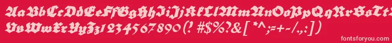 Grobeplakatfraktur Font – Pink Fonts on Red Background
