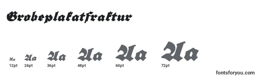 Размеры шрифта Grobeplakatfraktur