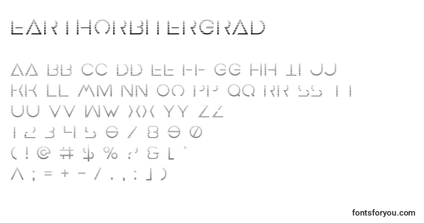 Schriftart Earthorbitergrad – Alphabet, Zahlen, spezielle Symbole