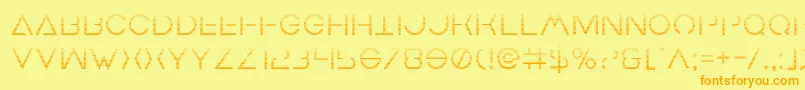 Earthorbitergrad-Schriftart – Orangefarbene Schriften auf gelbem Hintergrund