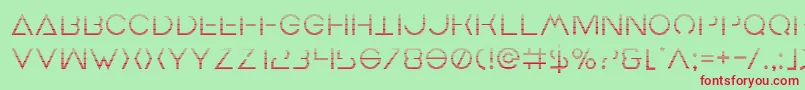 Earthorbitergrad-Schriftart – Rote Schriften auf grünem Hintergrund
