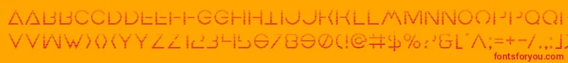 Earthorbitergrad-Schriftart – Rote Schriften auf orangefarbenem Hintergrund