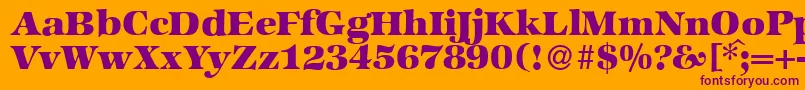 ZabriskieinternationalHeavyRegular-Schriftart – Violette Schriften auf orangefarbenem Hintergrund