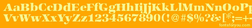 More about ZabriskieinternationalHeavyRegular Font ZabriskieinternationalHeavyRegular Font – Yellow Fonts on Orange Background