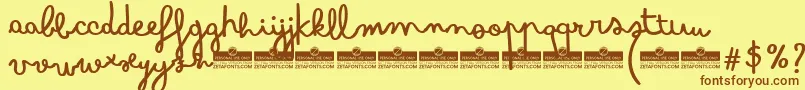 フォントBimboSharpieTrial – 茶色の文字が黄色の背景にあります。