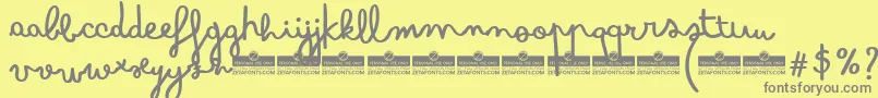 Fonte BimboSharpieTrial – fontes cinzas em um fundo amarelo